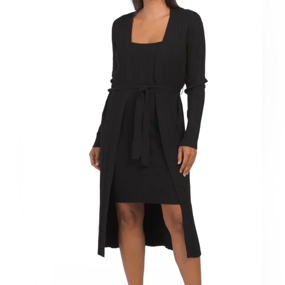knit dress pockets Solid Knit Ruffle Hem Pocket Dress
